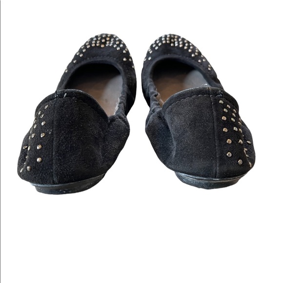 STUART WEITZMAN Black suede ballet slippers with gold beads Size 8.5 - Picture 6 of 10